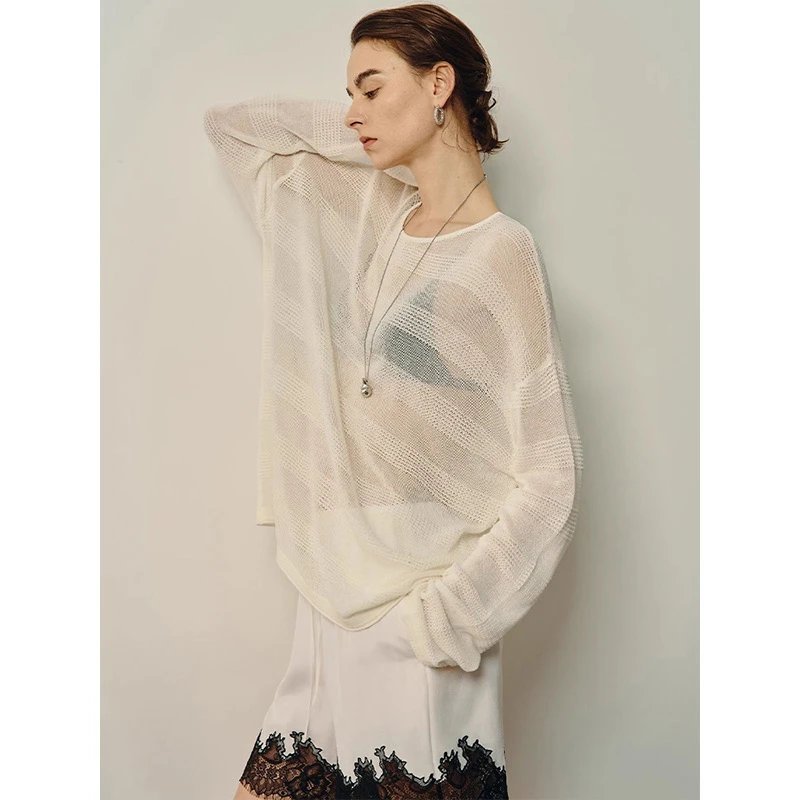 法式高级感宽松针织罩衫女夏慵懒风百搭显瘦设计薄款微透空调罩衫