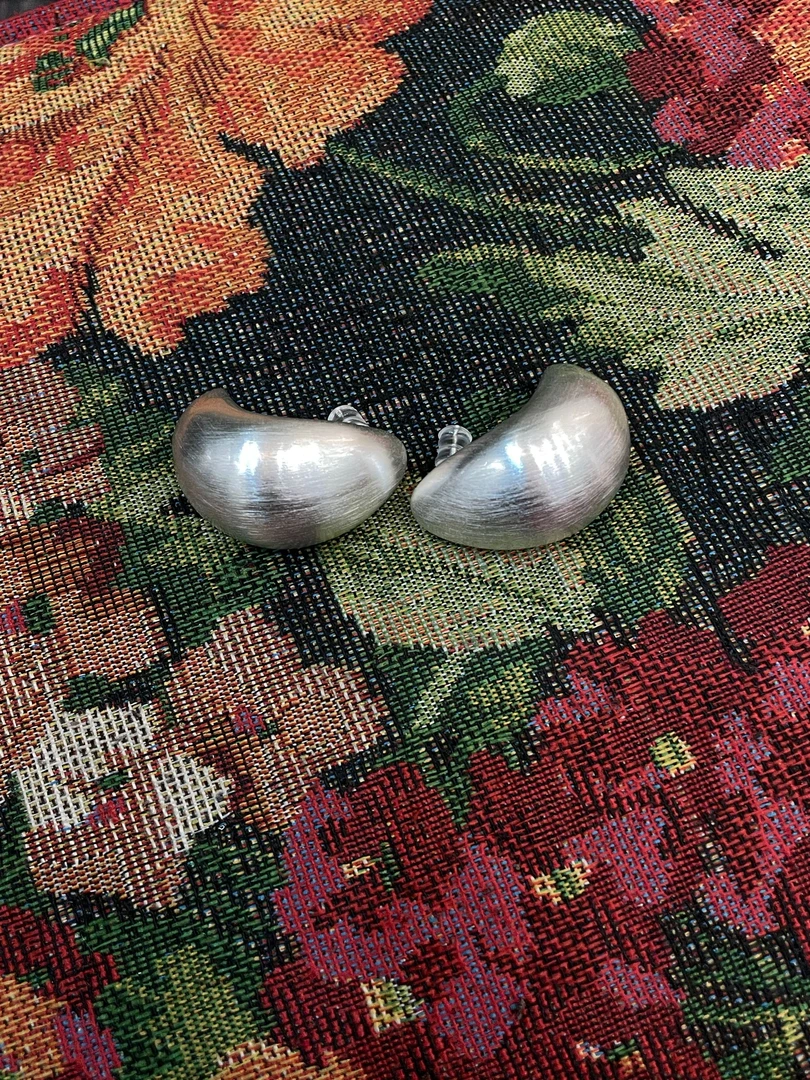 合金耳饰 大气元（耳环）哑光磨砂拉丝豆豆耳环