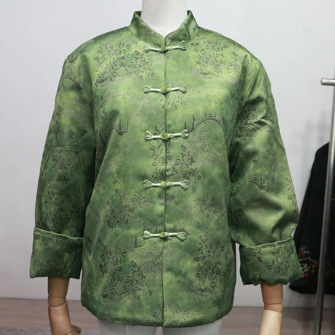 快创【森云】冬季新款印花棉衣气质百搭新中式时尚立领国风款外套