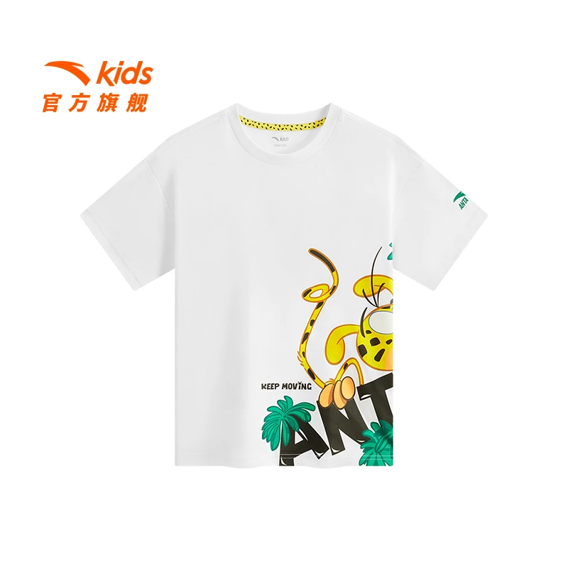 商场同款|安踏儿童男大童针织短袖衫2025夏季透气亲肤圆领短袖潮