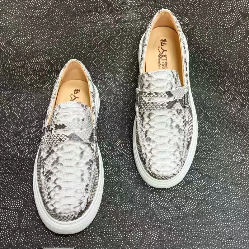 时尚百搭乐福鞋男鞋舒适软底豆豆鞋真皮厚底一脚蹬休闲男士皮鞋潮