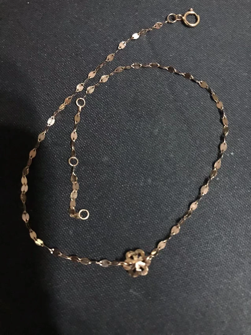 14k玫瑰金脚链花朵