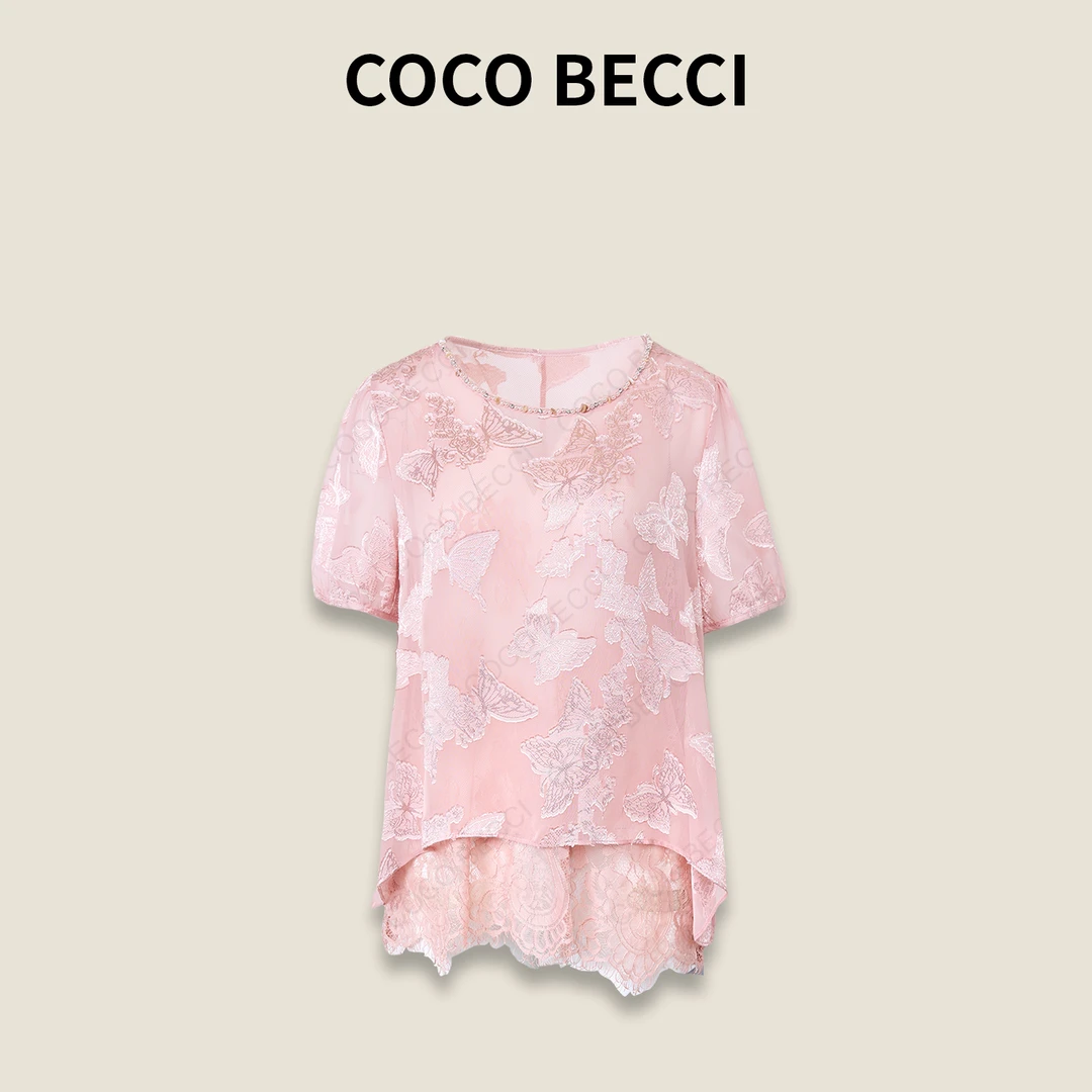 COCO BECCI【粉蝶】夏季新中式显瘦浪漫优雅时尚衬衫CFLJB312026