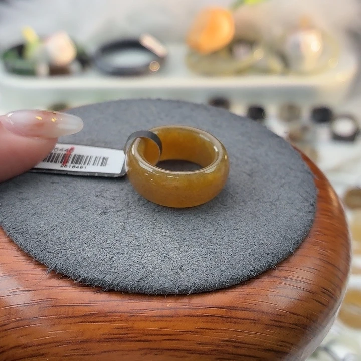 和田玉（糖玉）未镶嵌戒指S75咖糖轮胎16.1