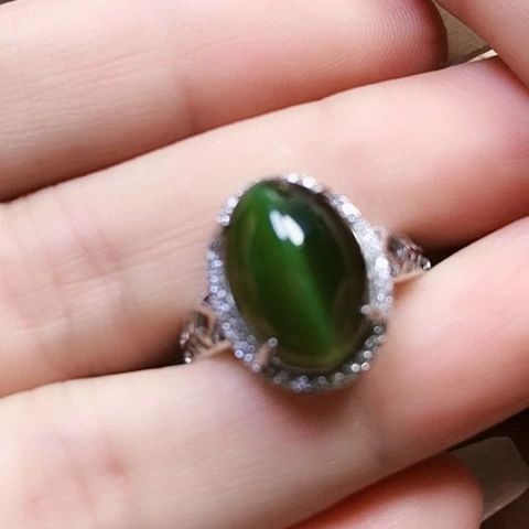 和田玉戒指银S925镶嵌