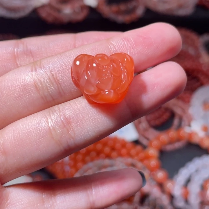 南红玛瑙未镶嵌三角莲花2276打孔备注