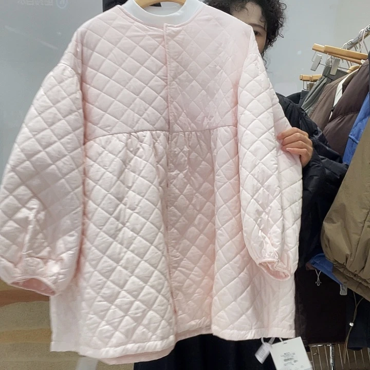 【吖吖家】0710泡泡袖棉衣粉色