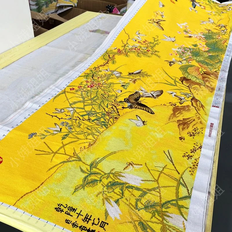 百蝶图十字绣成品不带框纯手工已绣好的2024新款客厅高端蝴蝶国画