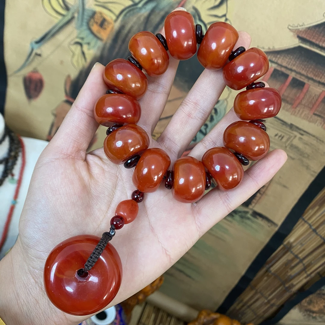 【主播推荐】25mm鸡油红老料算盘珠手持