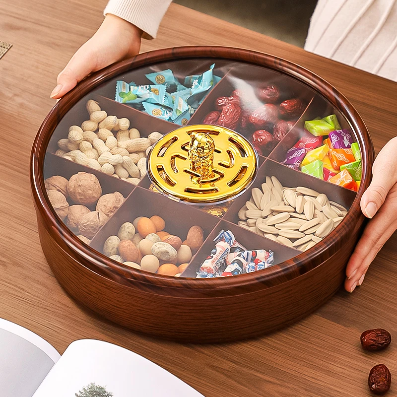 轻奢高档干果盘带盖果盘家用客厅茶几糖果盒坚果零食收纳盒水果盘