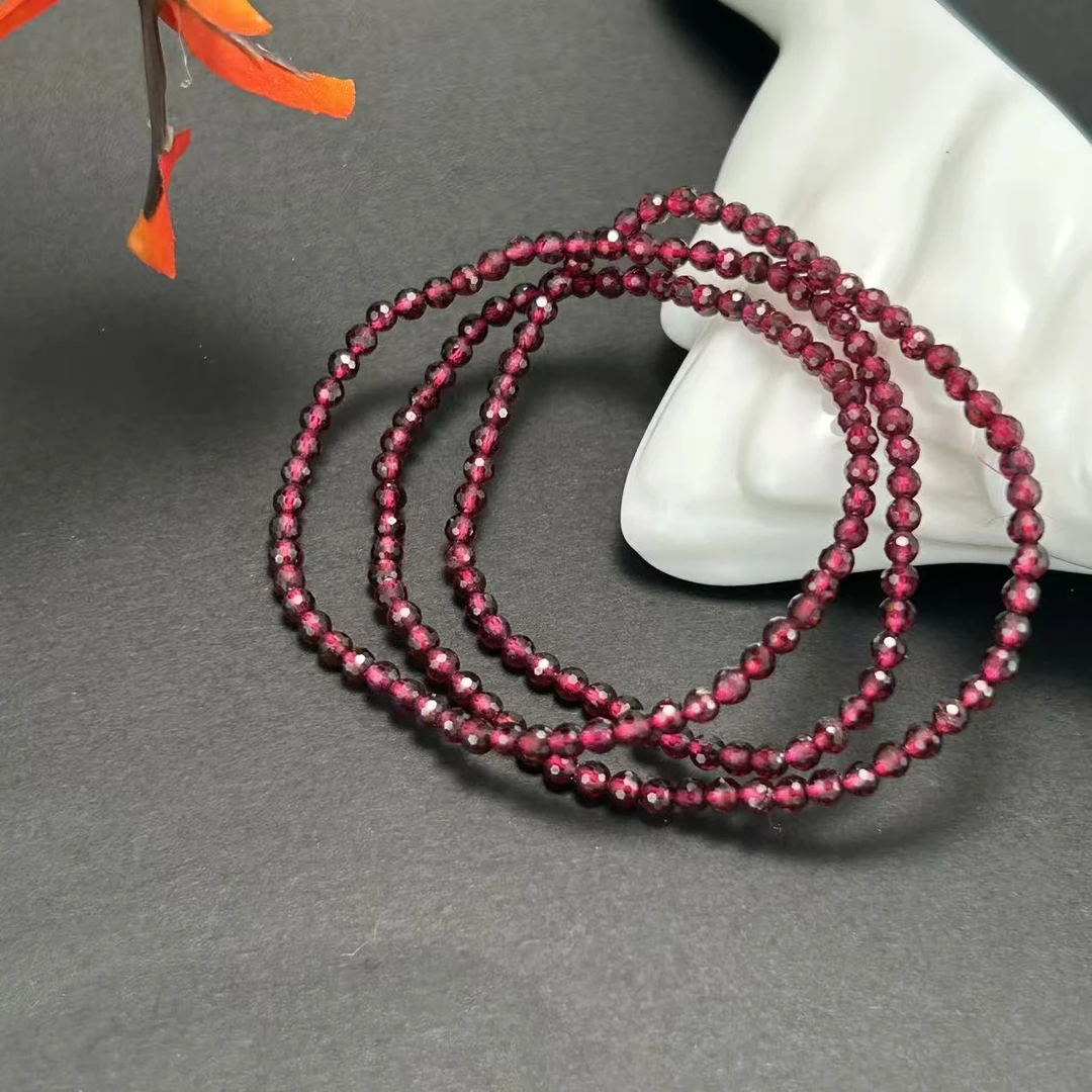 天然石榴石手链-珠径3mm-SLS183