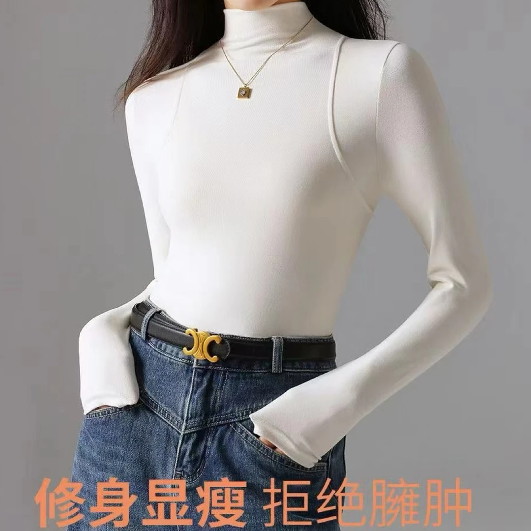 秋冬半高领羊毛内搭磨毛显瘦椰椰衣