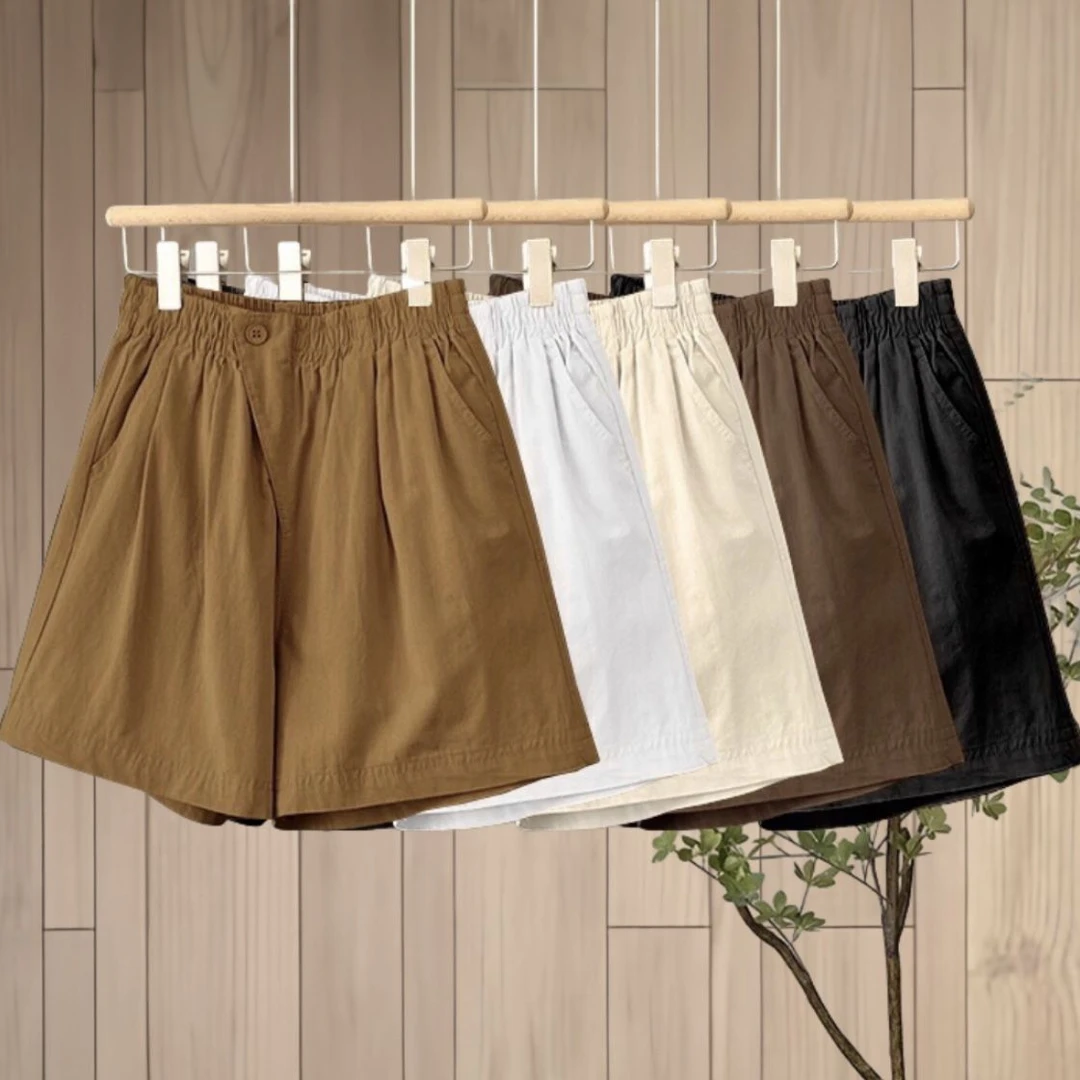 夏季时尚简约短裤显瘦遮胯中裤女设计感运动美式五分阔腿裤百搭潮