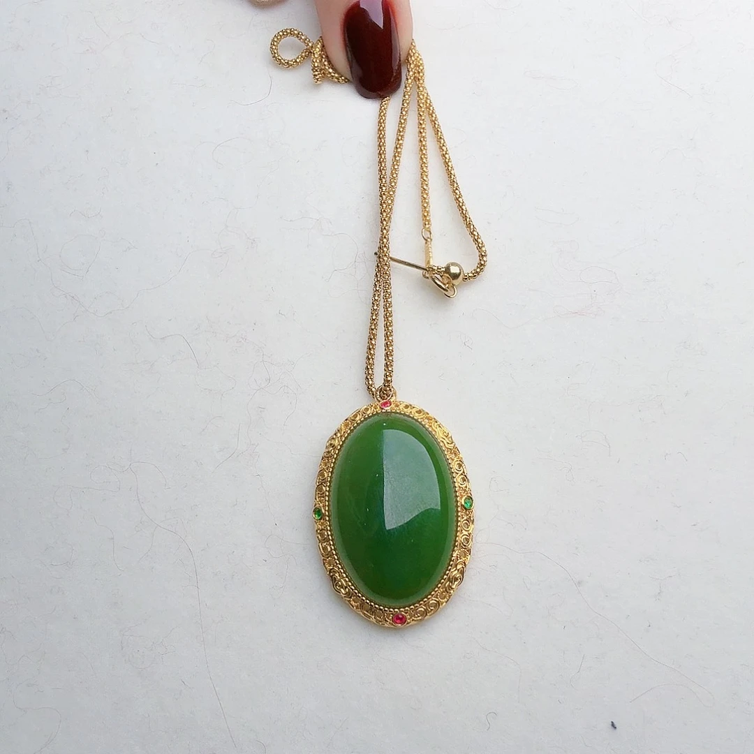 和田玉（碧玉）吊坠(赠链)未镶嵌用****3