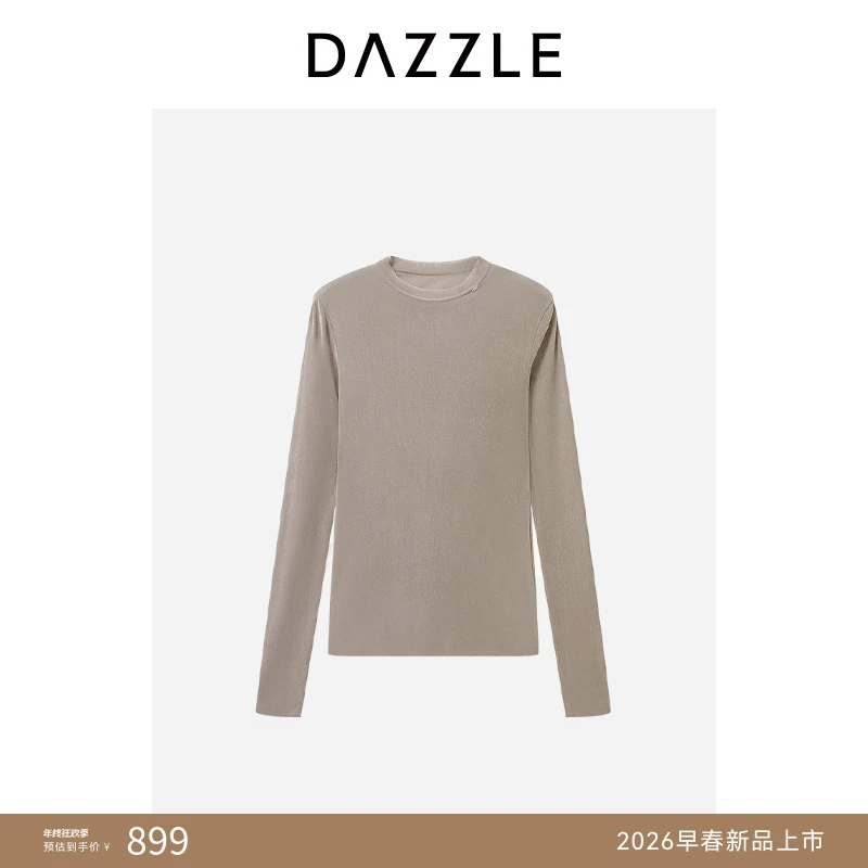 【周四上新】DAZZLE 地素长袖T恤26春浅卡其色长袖上衣女2K1BA99