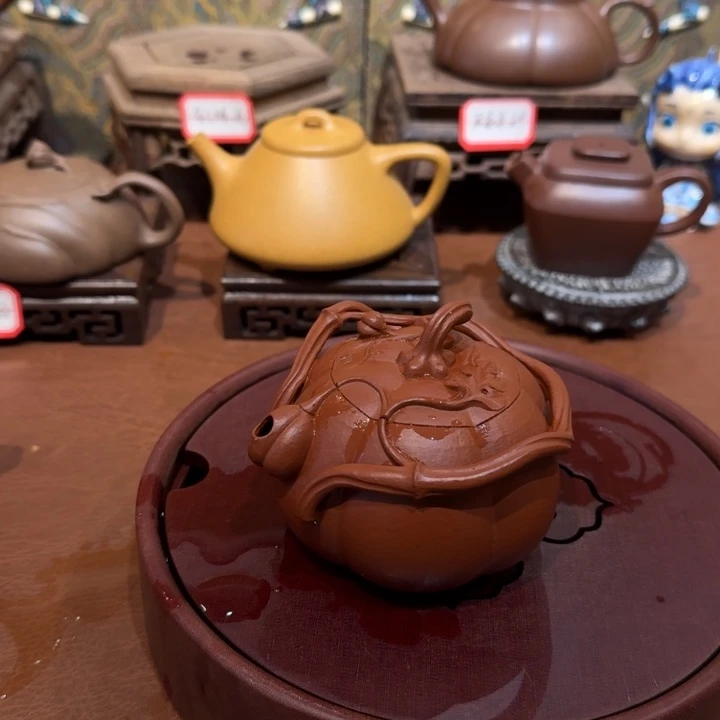 ****T紫砂茶壶朱砂南瓜壶全手新年礼物