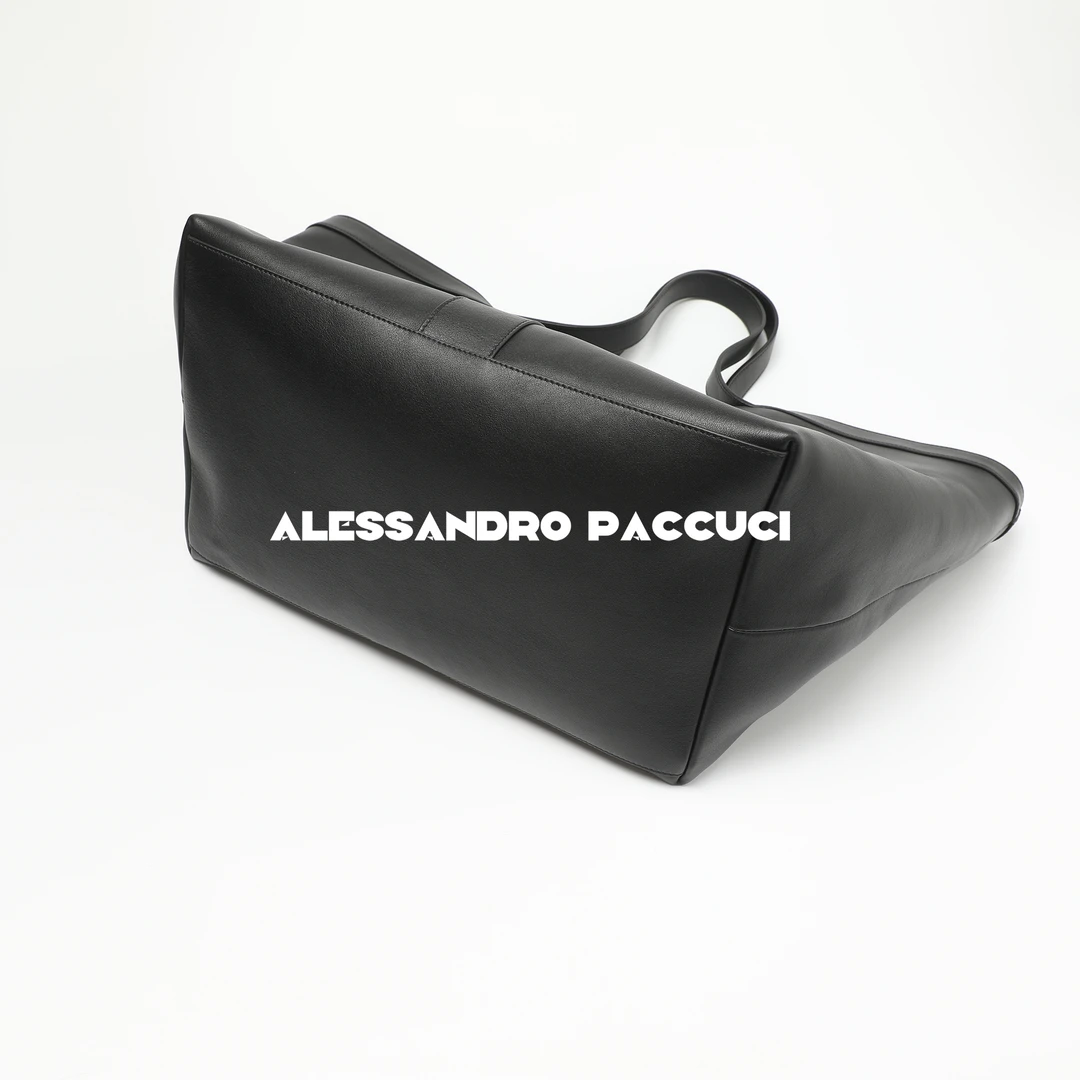 AP洛哥43153BT【气场】头层牛皮黑色大容量单肩包手提包