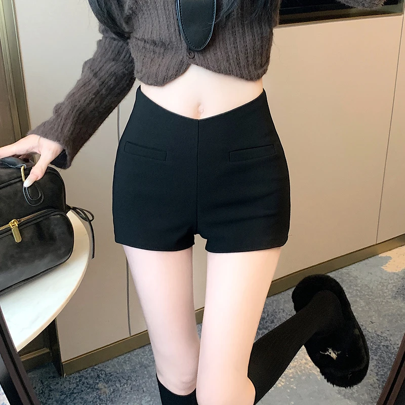 外穿紧身弹力高腰黑色显瘦女热裤辣妹小个子修身A字包臀短裤夏季