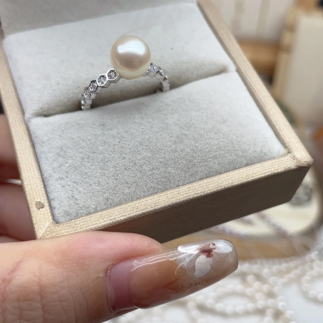 戒指银S925镶嵌海水珍珠Z61
