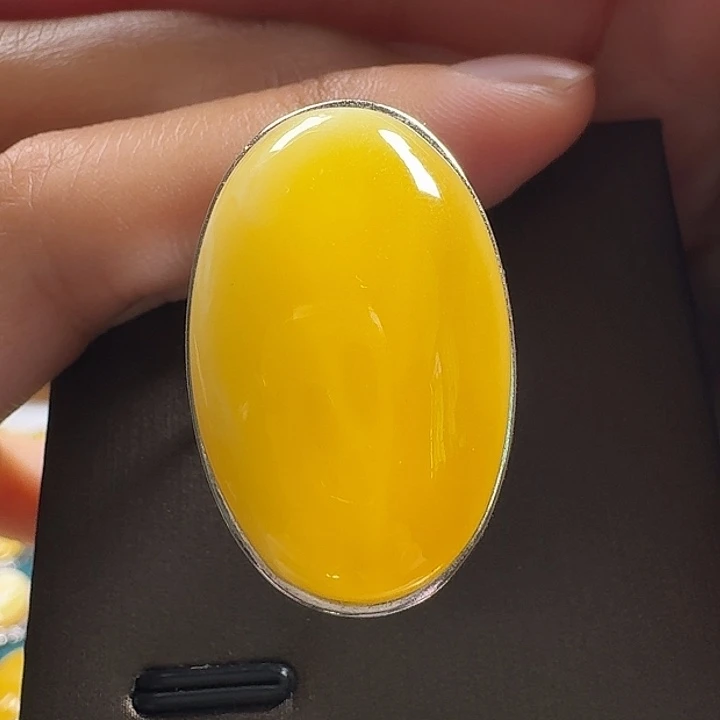 蜜蜡银S925镶嵌戒指戒指