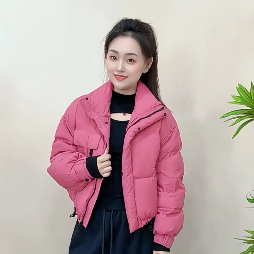 -羽绒服女短款2025新款韩版立领简约加厚小个子超好看面包服外套