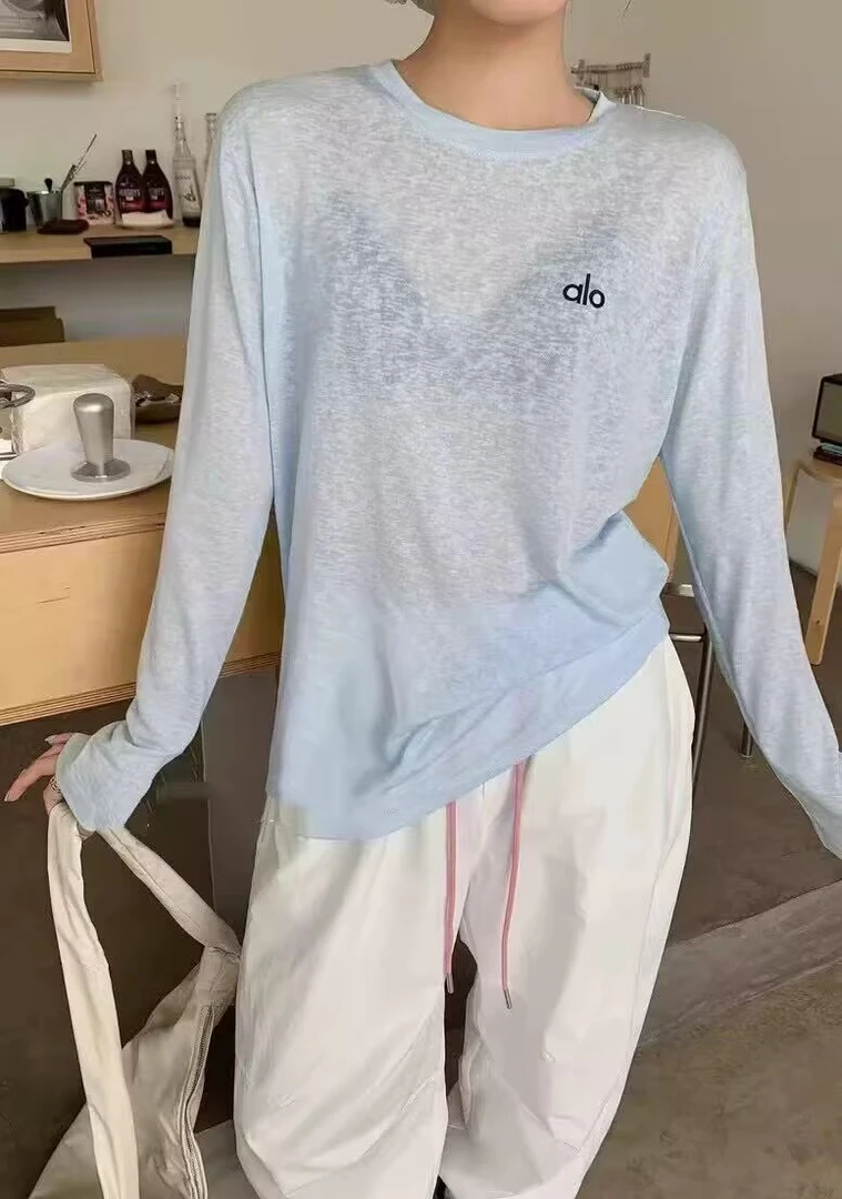 韩版时尚设计感圆领长袖T恤女2025夏季新款洋气休闲百搭防晒上衣