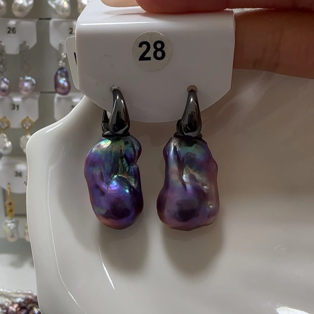 淡水珍珠耳饰银S925镶嵌田****