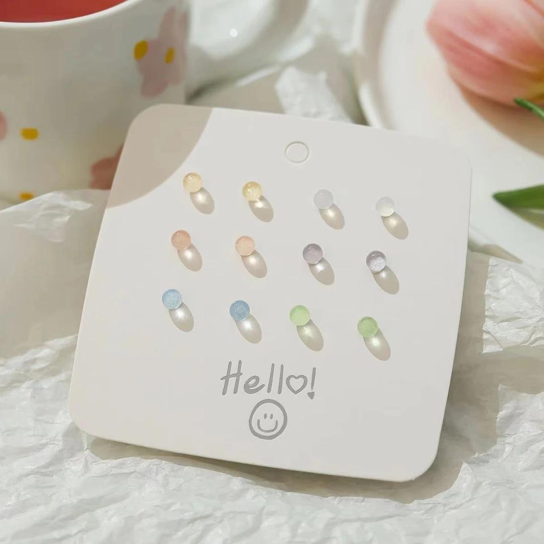 合金耳饰 ins新款爆款马卡龙色系简约百搭小耳钉日常玫瑰圆球耳饰