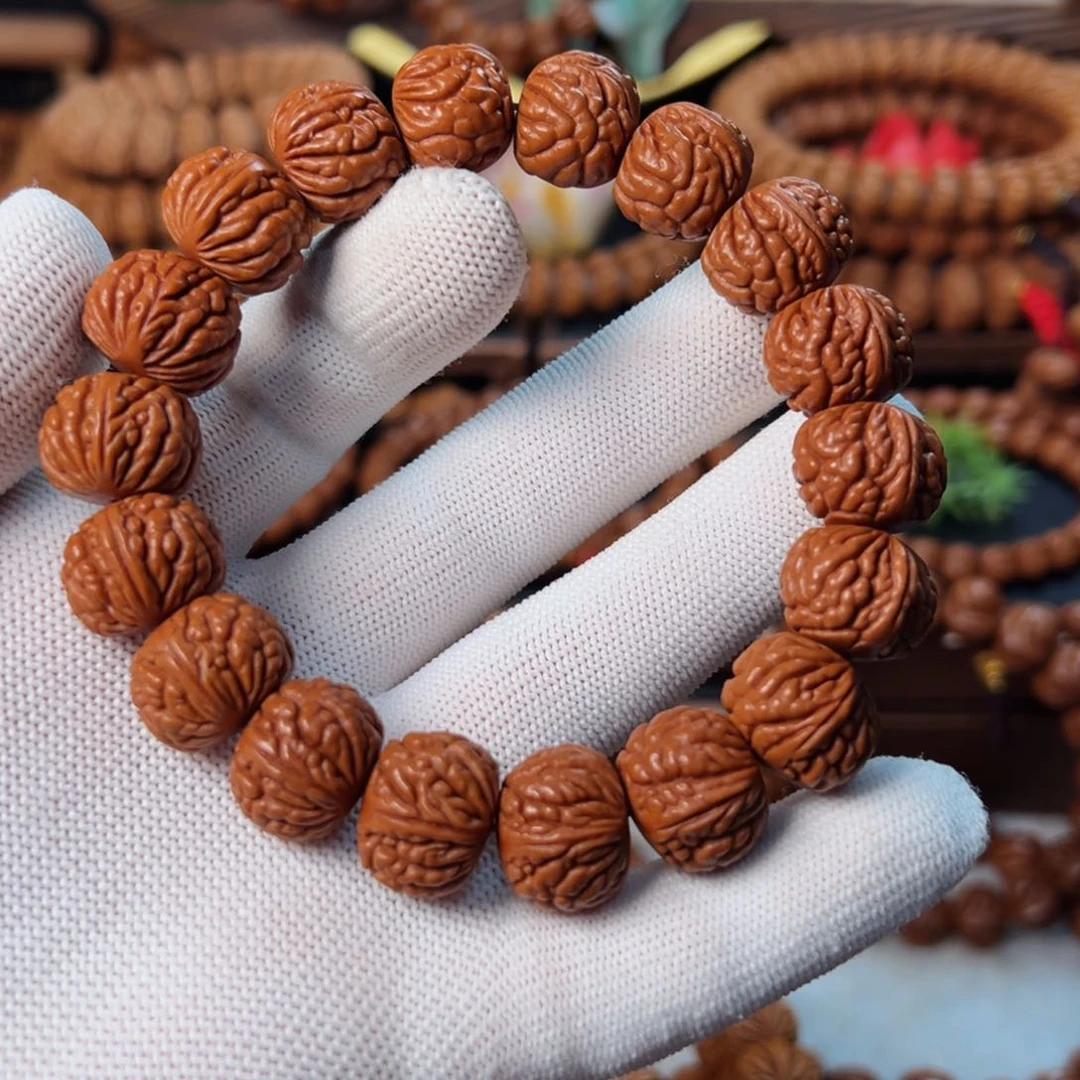 桃核手串米**声17红皮满天星27颗手持