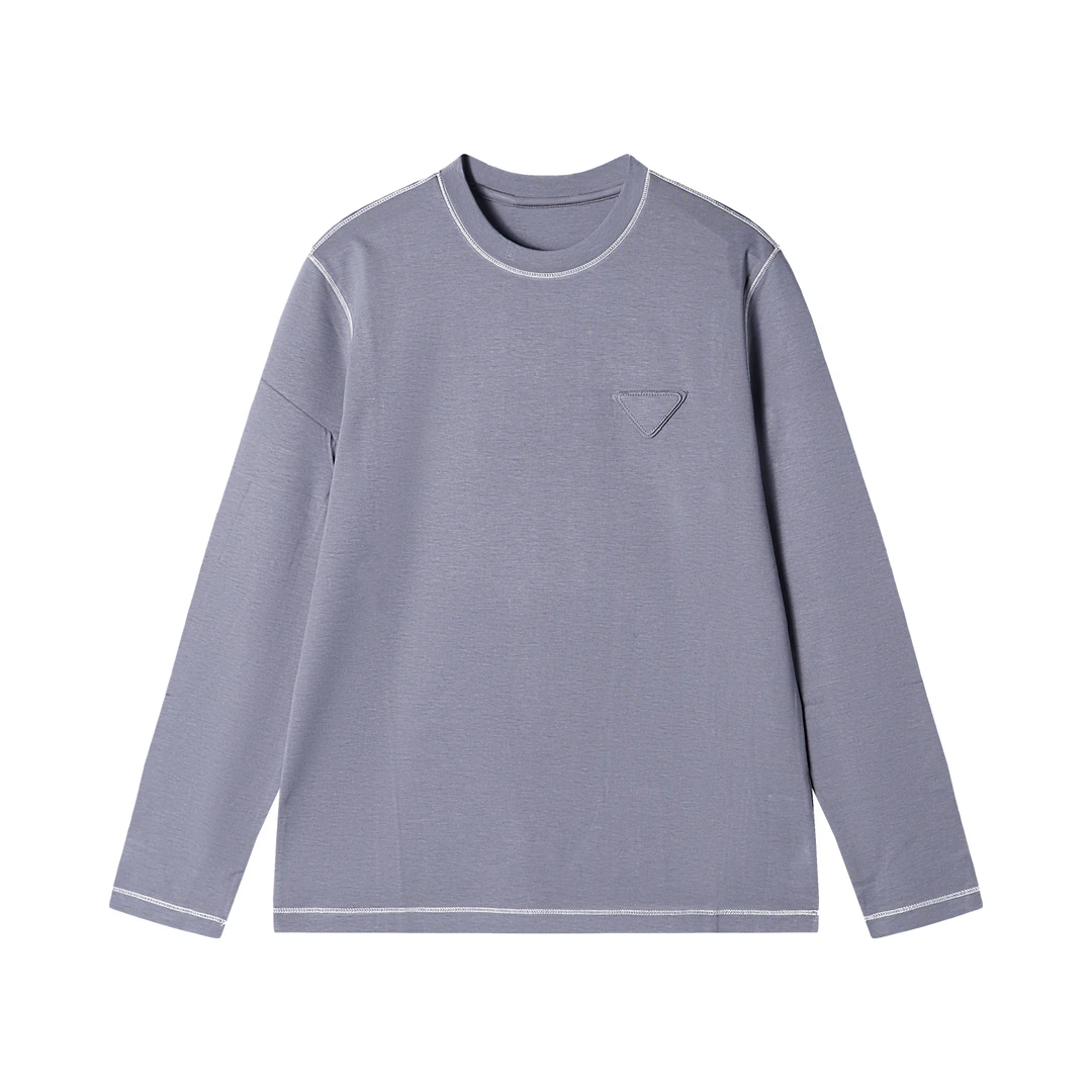 T1946新款男士圆领纯色明线倒三角时尚韩版商务风宽松打底时卫衣