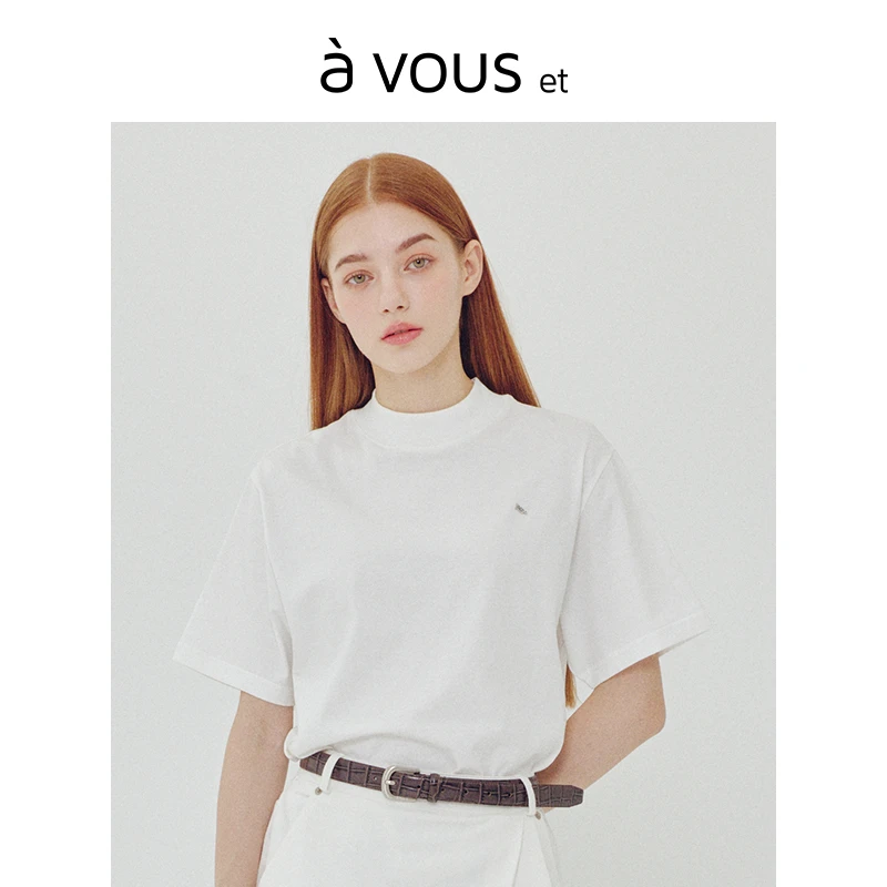 a vous25年夏季新款圆领短袖T恤女修身显瘦百搭上衣
