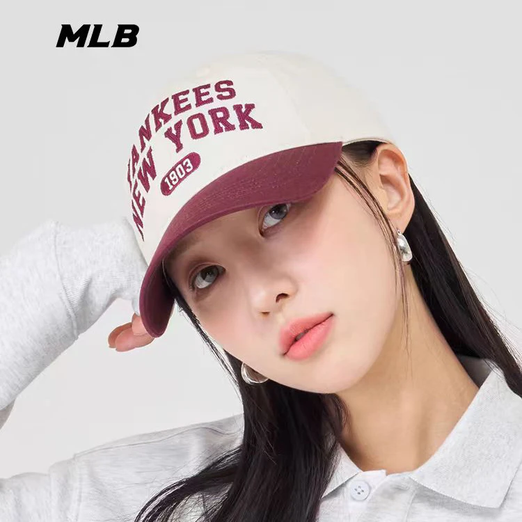 MLB专柜正品字母刺绣棒球帽鸭舌帽男女同款帽子25春季拼色新款