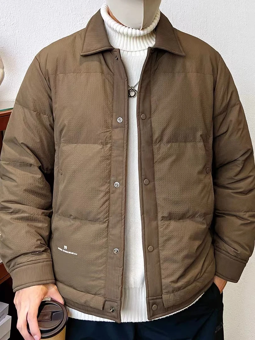 2024新款衬衣领简约时尚大方白鸭绒男士羽绒保暖1509