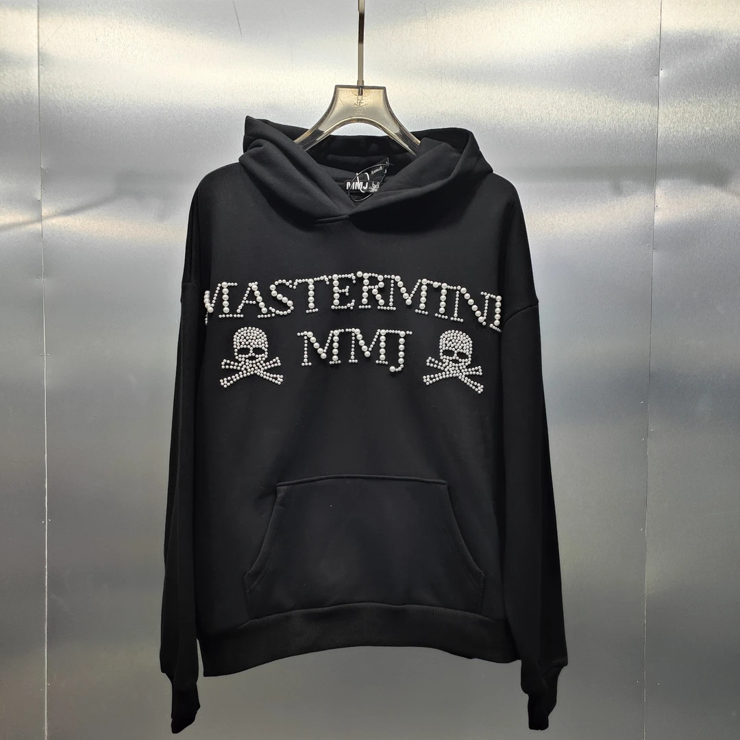 P01-112618-MM秋冬款正面立体珍珠印花（加绒）连帽卫衣