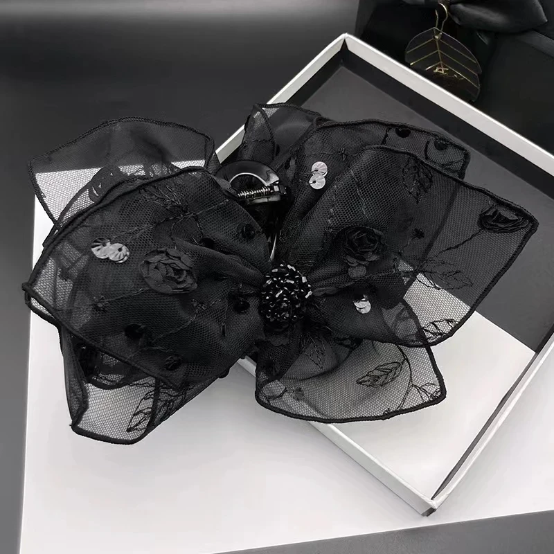 【伯爵玫瑰】网红爆款气质抓夹新款时尚国潮立体黑色发饰百搭头饰