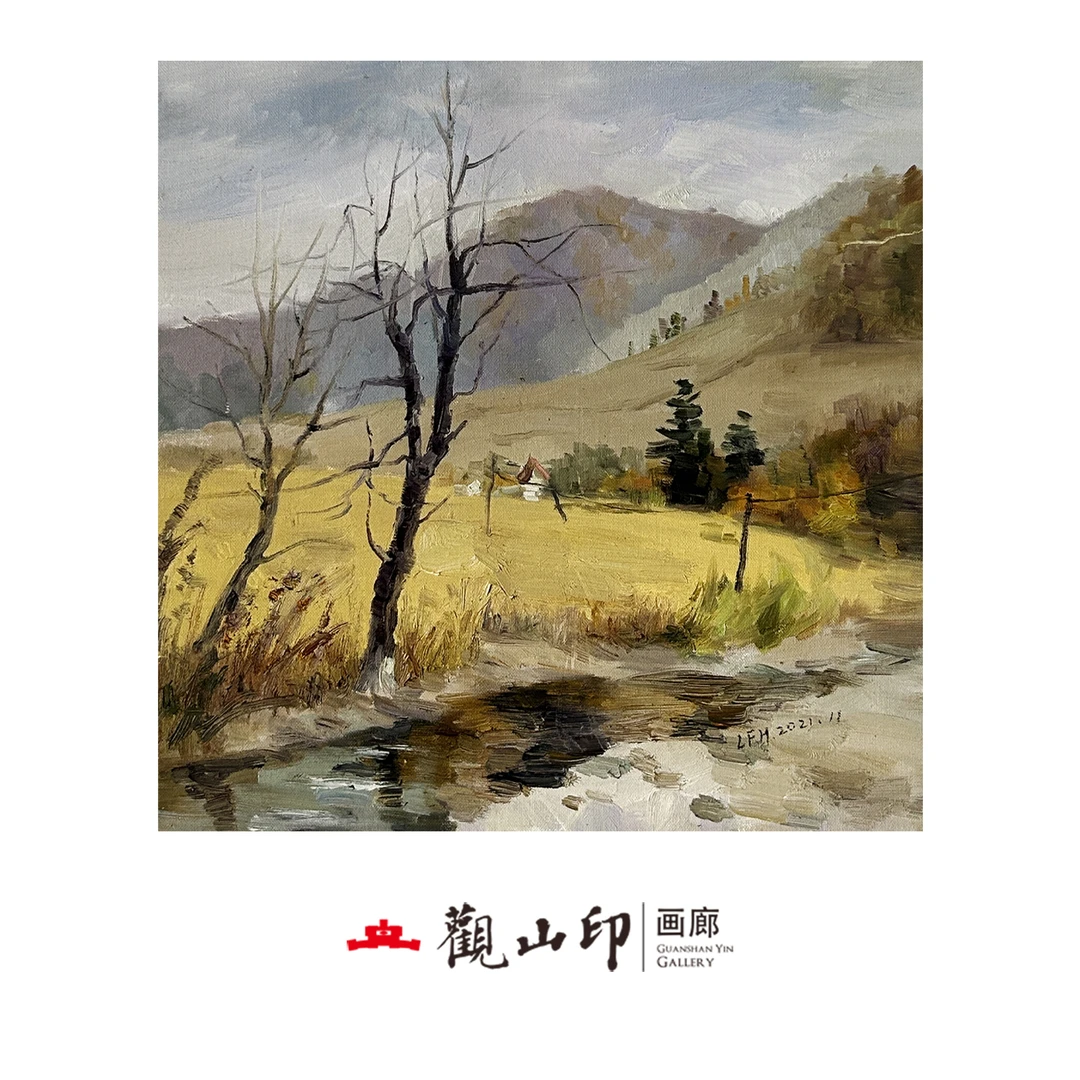 LFH原创手绘风景油画40x40cm山水作品7103