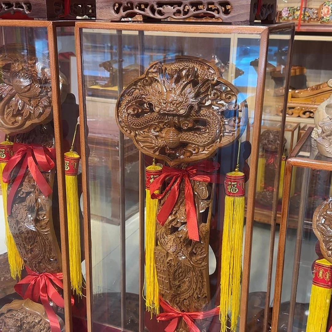 桃木8*8总高1.1龙凤呈祥