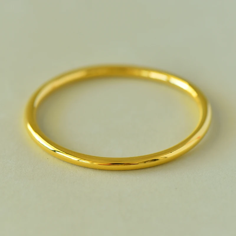 足银手镯 足银5mm亮面素圈传承手镯时尚百搭窄版简约经典磨砂