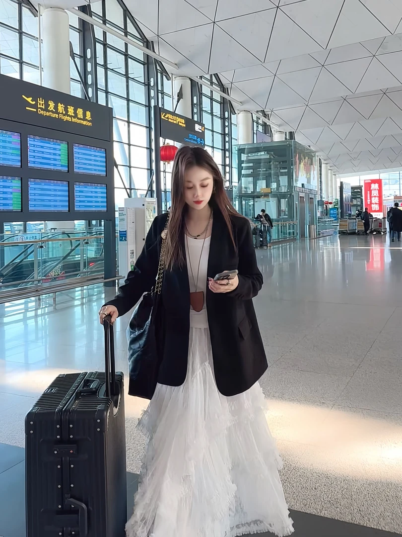 YUXI【摩登都市】春季新款高级感休闲宽松极简风无领西服女装外套