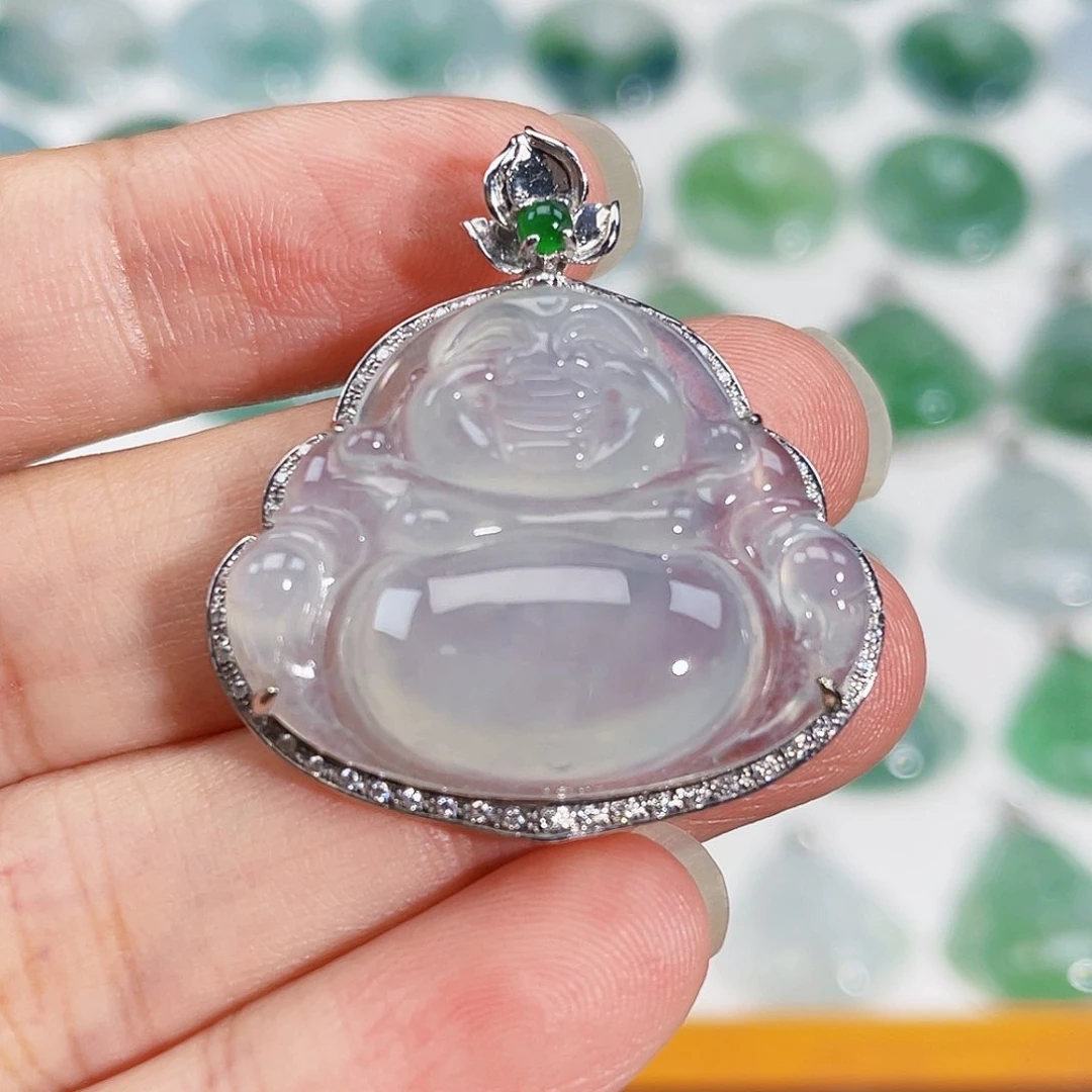 颈饰18K金镶嵌翡翠吊坠