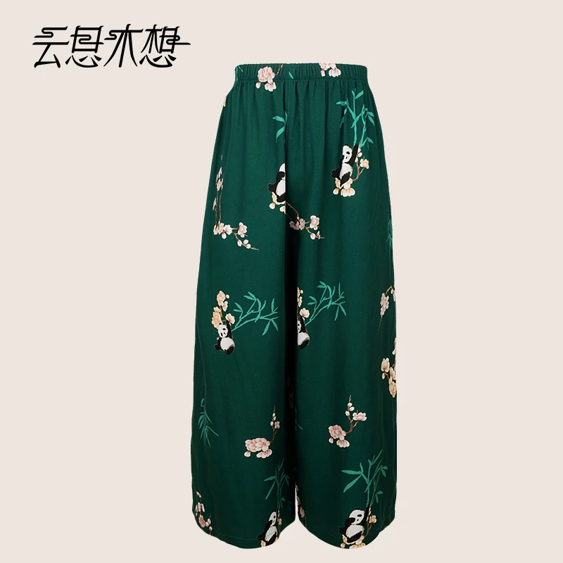 Ysimo-X云思木想 花竹熊猫 舒适橡筋腰口袋睡裤休闲裤13543