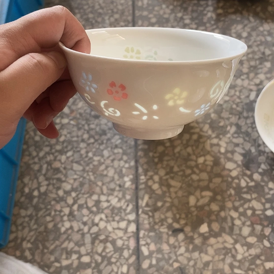 摆件4.75寸高温玲珑瓷碗2支