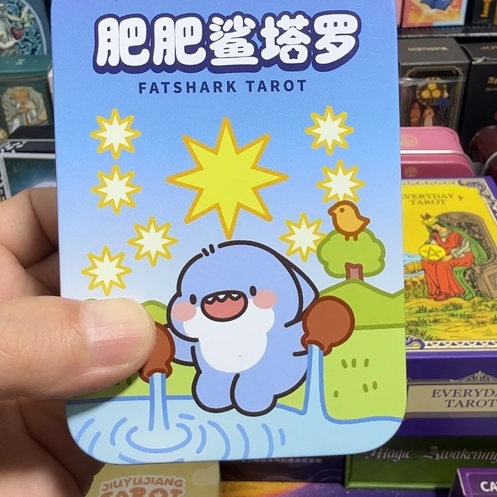 正版肥肥鲨双面压纹黑芯纸铁盒装