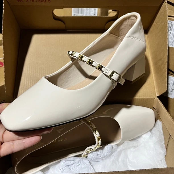 新款1028小方头方根玛丽珍鞋24Q