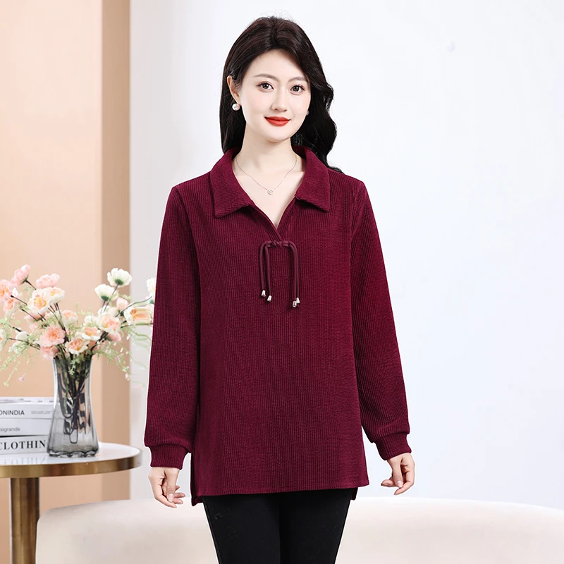 【丽姐家】春秋新款妈妈装打底长袖时尚洋气中老年加大码宽松上衣