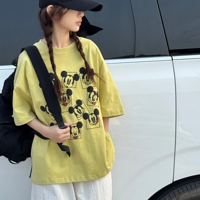女童短袖T恤卡通印花2025夏季新款儿童宽松休闲吸汗透气百搭上衣