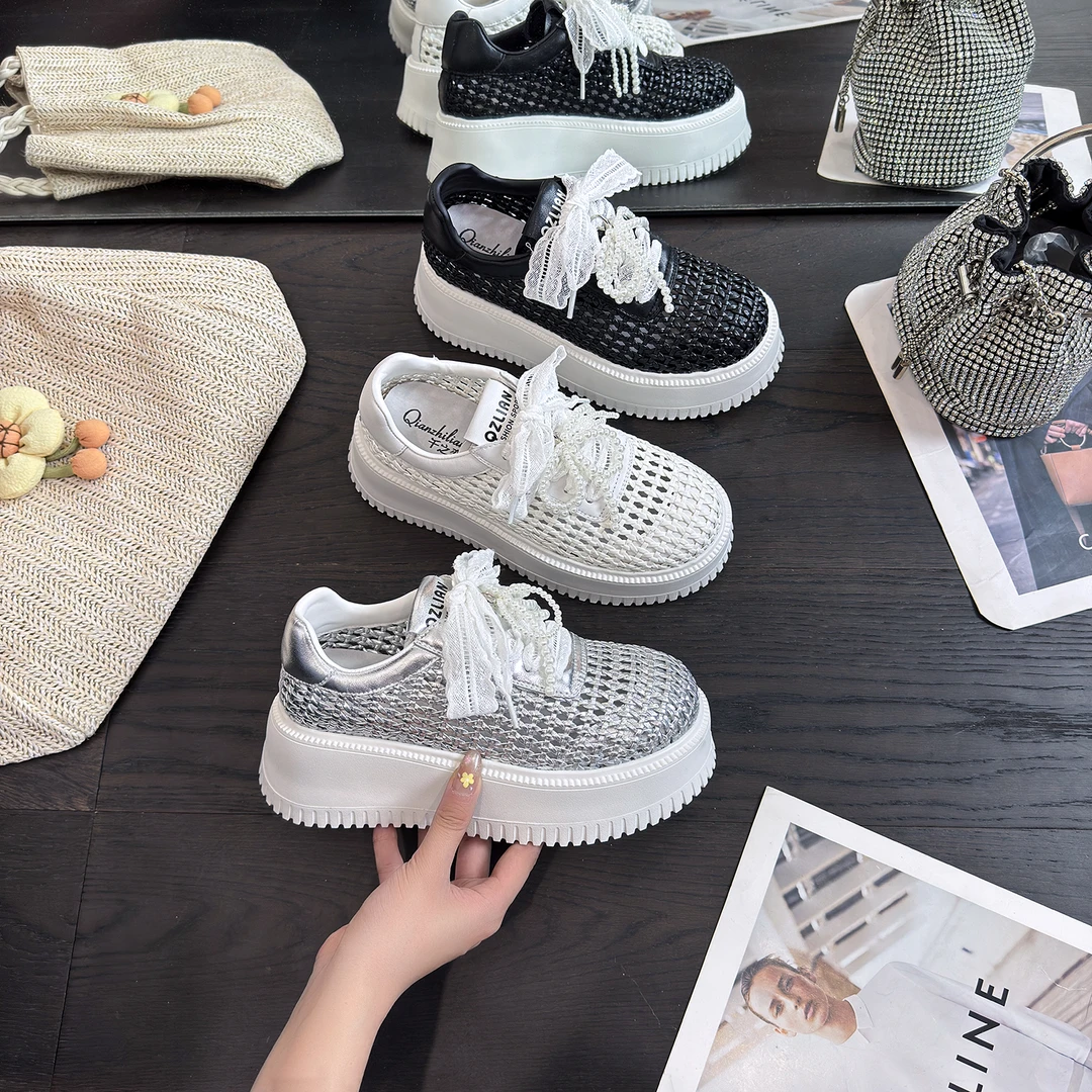 千之恋L增高6CM2025夏季新款轻奢爆款多巴胺百搭休闲透气女鞋6005