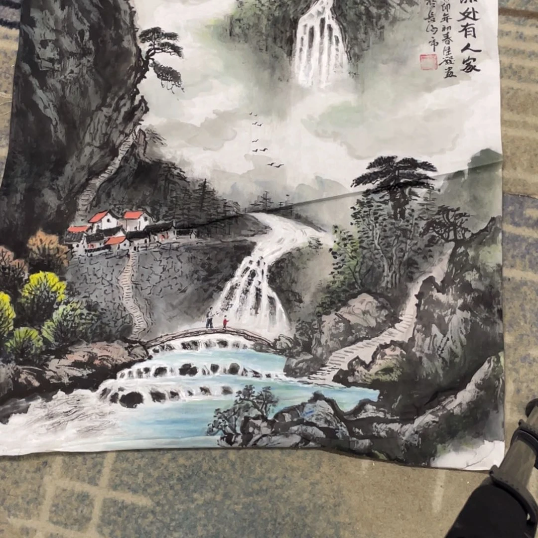 国画融**海四尺斗方山水111111