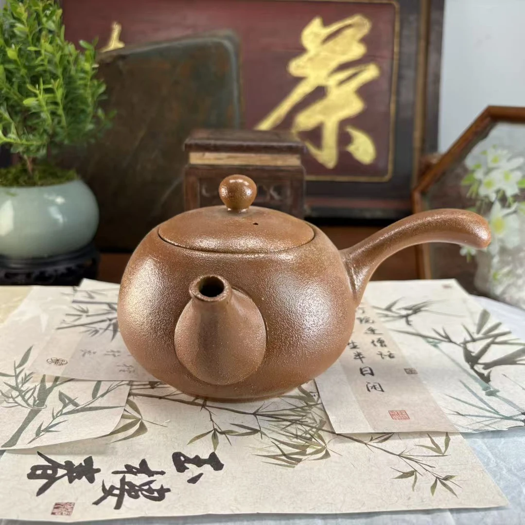 粗陶柴烧吉祥侧把壶-2103-直播专享