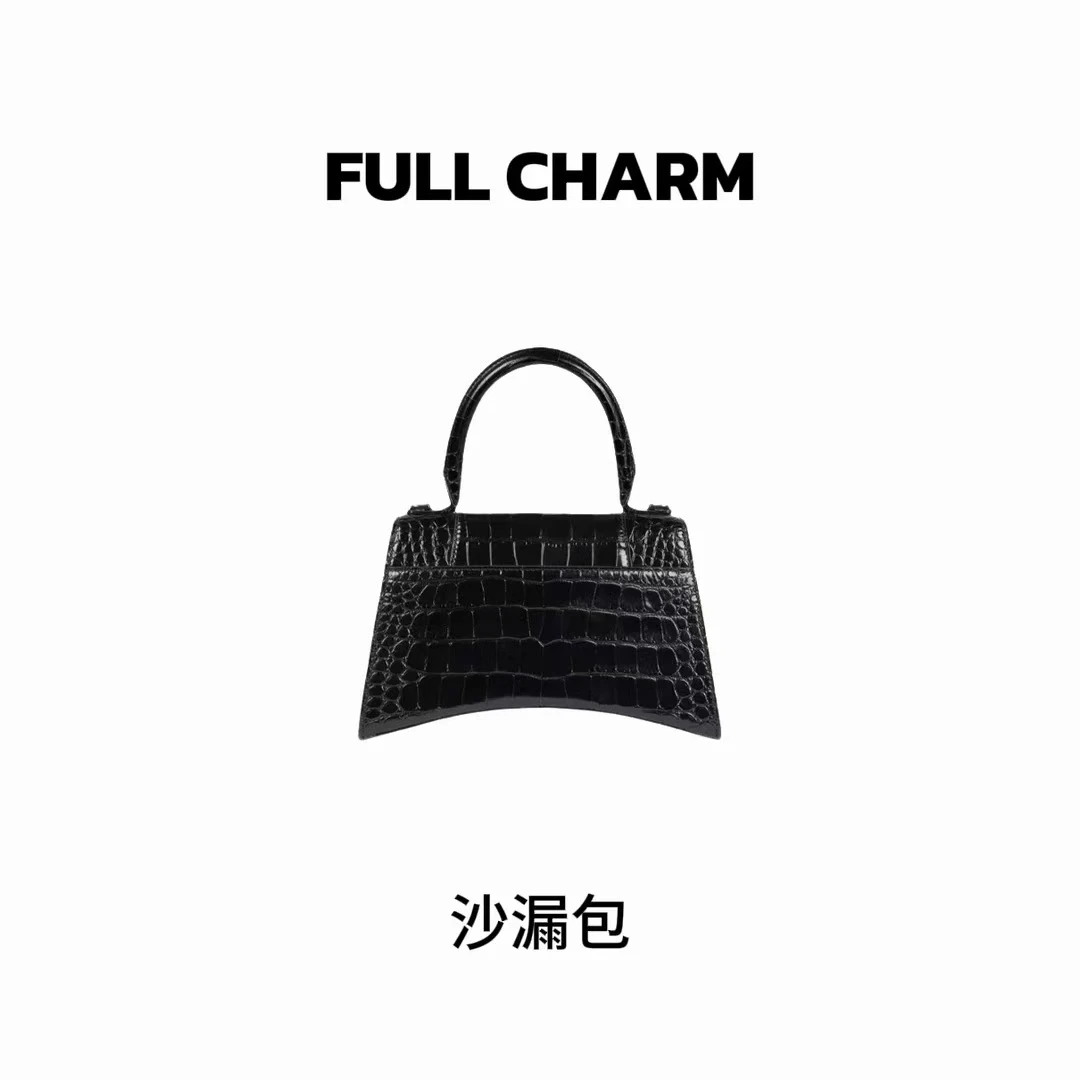 【E617】FULL CHARM-沙漏包黑色包女包手提包斜挎包